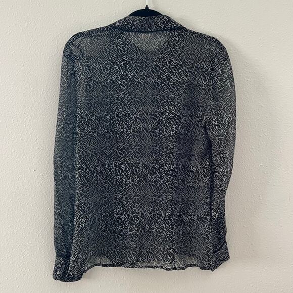 J.Crew Collection 100% Silk Bow Tie Blouse Black White Dot Women’s Size 4 Twee - Picture 6 of 6